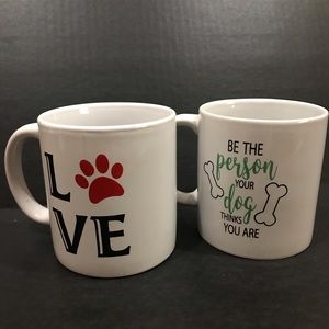 Dog Lover Coffee Tea Mugs Set of 2 Ceramic 12oz Kitchy School Dorm Room Office